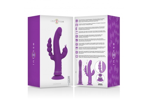 intense casanova vibrador rabbit silicona triple motor morado