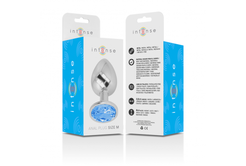 intense plug anal metal con cristal azul talla m