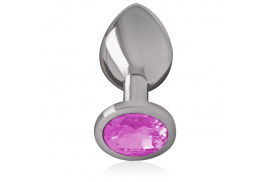 intense plug anal metal con cristal rosa talla m