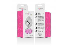 intense plug anal metal con cristal rosa talla m