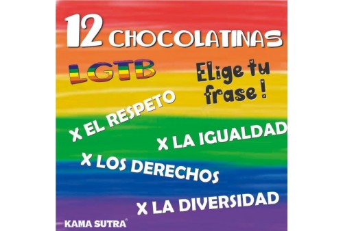 pride caja de 12 chocolatinas con la bandera lgbt