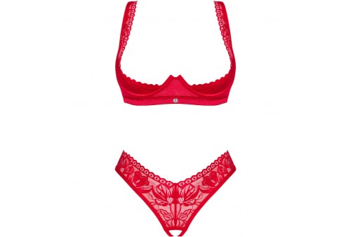 obsessive lacelove set dos piezas cupless rojo xs s