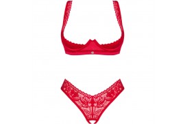 obsessive lacelove set dos piezas cupless rojo xs s