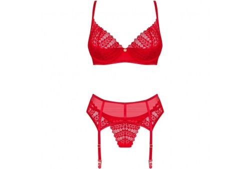 obsessive ingridia set dos piezas crotchless rojo xs s