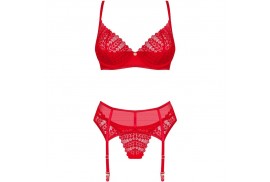 obsessive ingridia set dos piezas crotchless rojo xs s