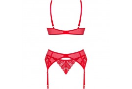 obsessive ingridia set dos piezas crotchless rojo xs s