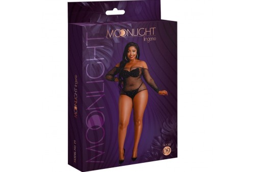 moonlight modelo 9 body manga larga negro brillante talla unica plus size