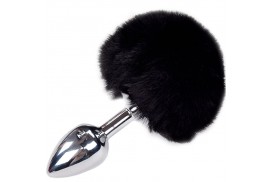 alive anal pleasure plug liso metal pompon negro talla l