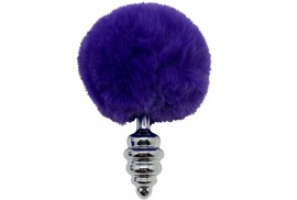 alive anal pleasure plug espiral metal pompon violeta oscuro talla s