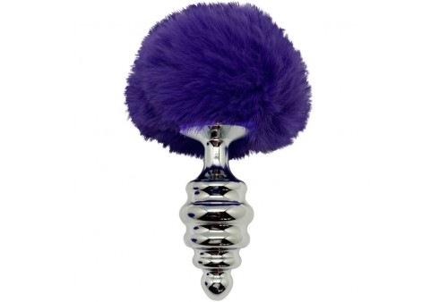 alive anal pleasure plug espiral metal pompon violeta oscuro talla s