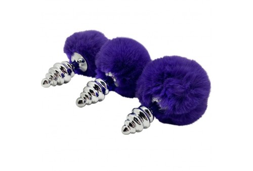 alive anal pleasure plug espiral metal pompon violeta oscuro talla s