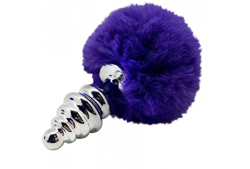 alive anal pleasure plug espiral metal pompon violeta oscuro talla l