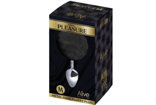 alive anal pleasure plug espiral metal pompon negro talla m