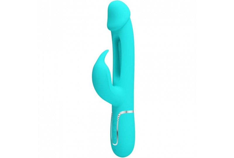 pretty love kampas vibrador rabbit 3 en 1 multifunción con lengua verde agua