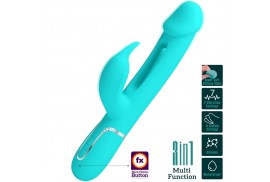 pretty love kampas vibrador rabbit 3 en 1 multifunción con lengua verde agua