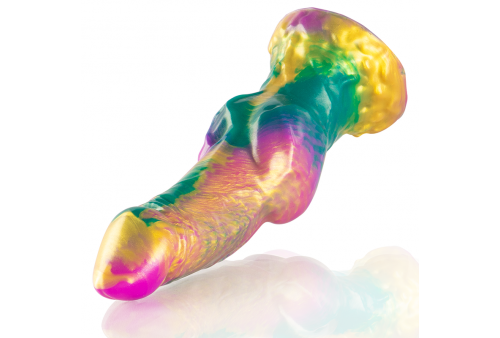 epic iris dildo con testículos arcoíris de placer