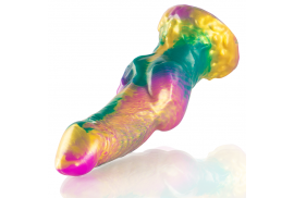 epic iris dildo con testículos arcoíris de placer