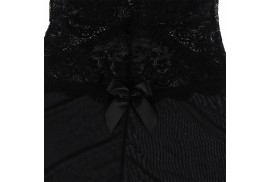 subblime babydoll tela de tul detalle encaje y flor negro s m