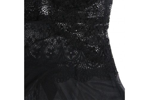 subblime babydoll tela de tul detalle encaje y flor negro s m