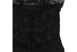 subblime babydoll con tirantes ajustables y estampado floral de encaje transparente negro s m