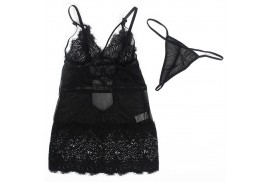 subblime babydoll con tirantes ajustables de encaje negro s m