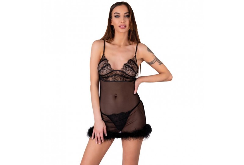 livco corsetti fashion zerunam set babydoll tanga negro s m