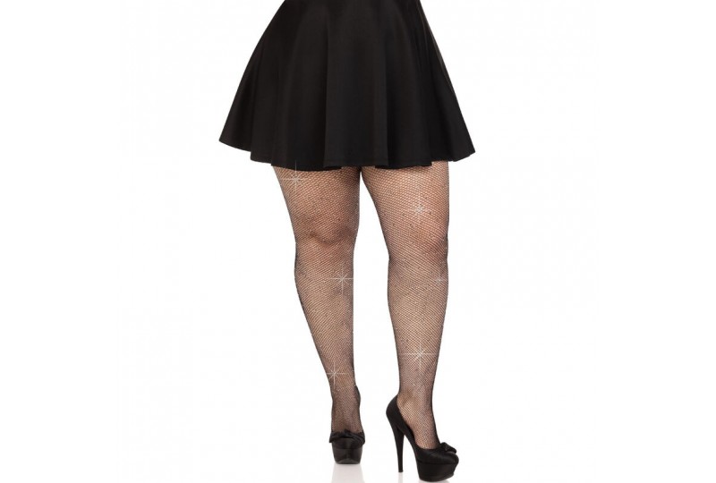 leg avenue medias rejilla cristalizada negro plus size