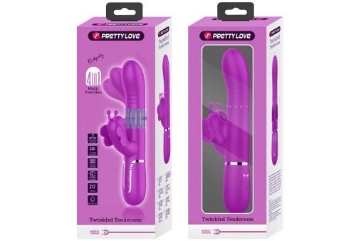 pretty love vibrador rabbit multifunción 4 en 1 mariposa fucsia