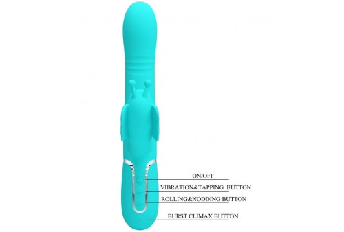 pretty love vibrador rabbit multifunción 4 en 1 mariposa verde agua