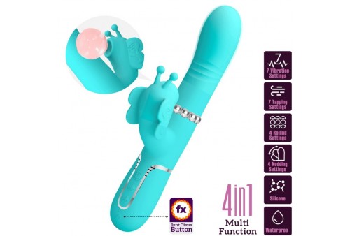 pretty love vibrador rabbit multifunción 4 en 1 mariposa verde agua