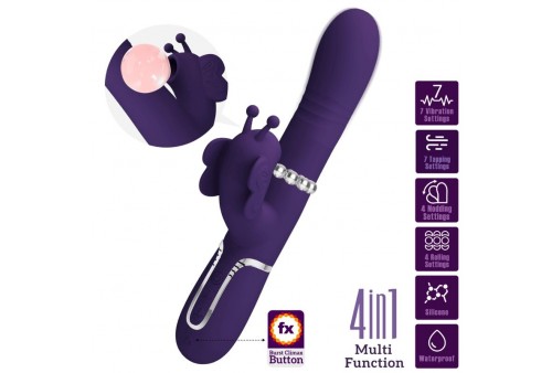 pretty love vibrador rabbit multifunción 4 en 1 mariposa morado