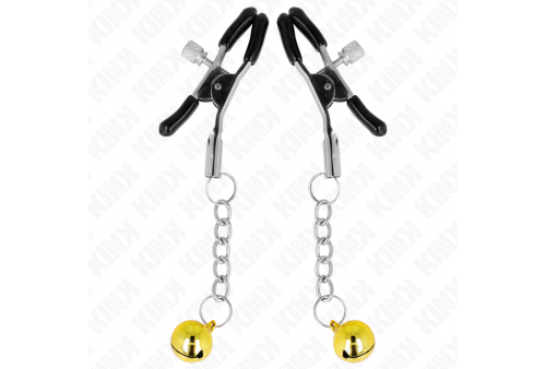 kink pinzas para pezones con colgante de cascabel dorado 6 cm