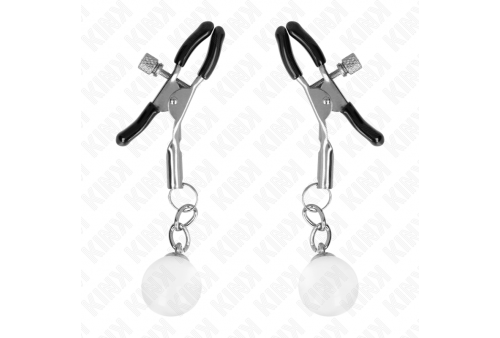 kink pinzas para pezones plateadas con colgante de vidrio 6 cm