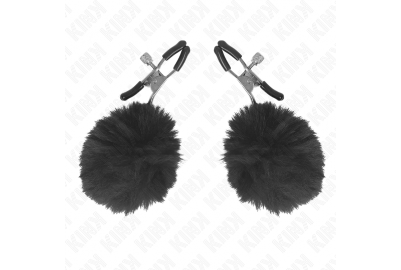 kink pinzas para pezones con pompón negro 6 cm