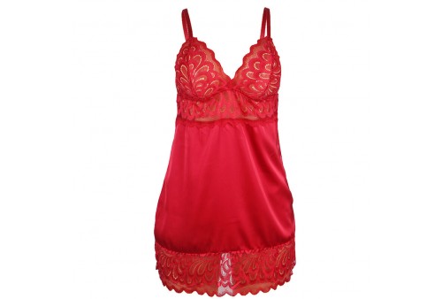 subblime babydoll satinado con encaje rojo s m