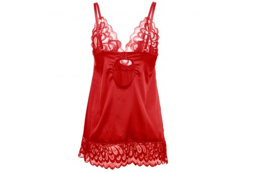 subblime babydoll satinado con encaje rojo s m