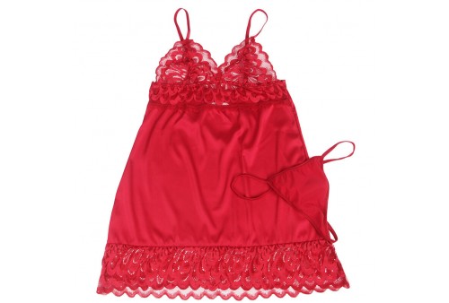 subblime babydoll satinado con encaje rojo s m