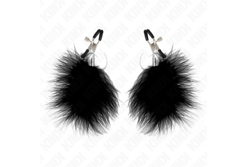 kink pinzas para pezones con pluma negro 7 cm