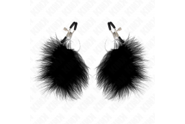 kink pinzas para pezones con pluma negro 7 cm