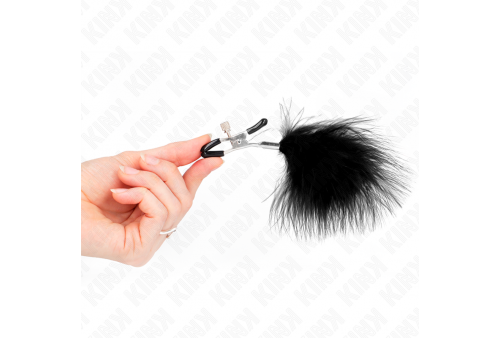 kink pinzas para pezones con pluma negro 7 cm