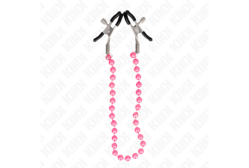 kink pinzas para pezones con cadena de bolas violeta 30 cm