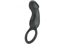 pretty love trae anillo vibrador con estimulador negro