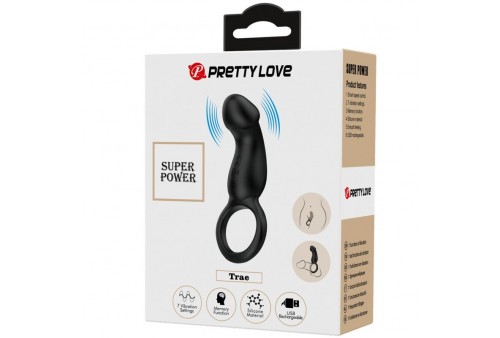 pretty love trae anillo vibrador con estimulador negro