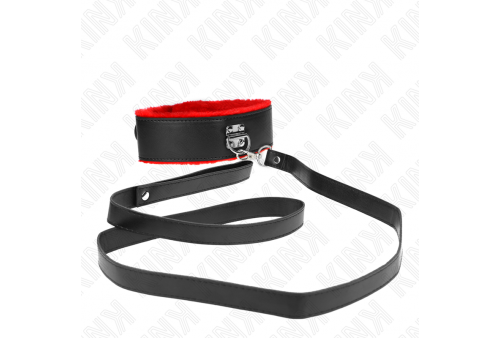 kink collar con correa 116 cm de piel rojo ajustable 40 48 cm x 6 cm