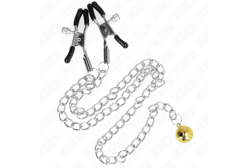 kink pinzas para pezones con campana dorado y cadena 30 cm