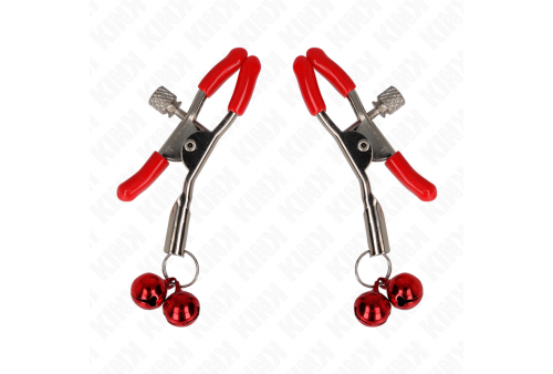 kink pinzas para pezones rojas con doble campanilla rojo 6 cm