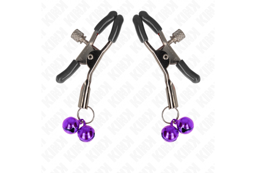 kink pinzas para pezones con doble campanilla violeta 6 cm