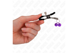 kink pinzas para pezones con doble campanilla violeta 6 cm