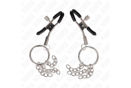 kink pinzas para pezones con aro y pequeñas cadenas plateado 6 cm