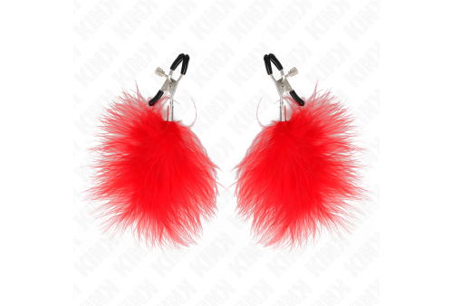 kink pinzas para pezones con pluma rojo 7 cm